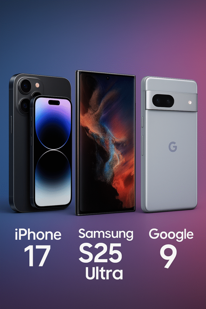 iphone,Samsung Galaxy,Google pixel 9