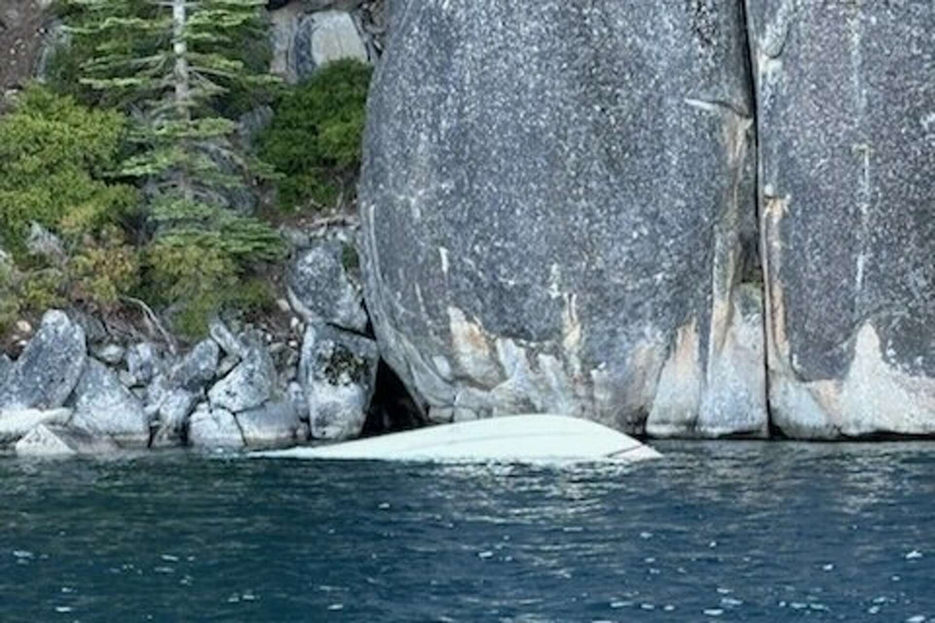 Boats being tossed by waves during a thunderstorm at Lake Tahoe
